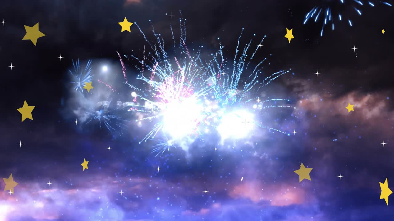 Cascade of fireworks launching, tracing silver Happy Diwali script, pulsing to celebrate festival