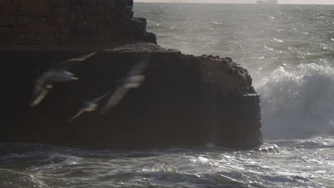 Ancient-city-walls-and-rough-sea-Acre-Israel