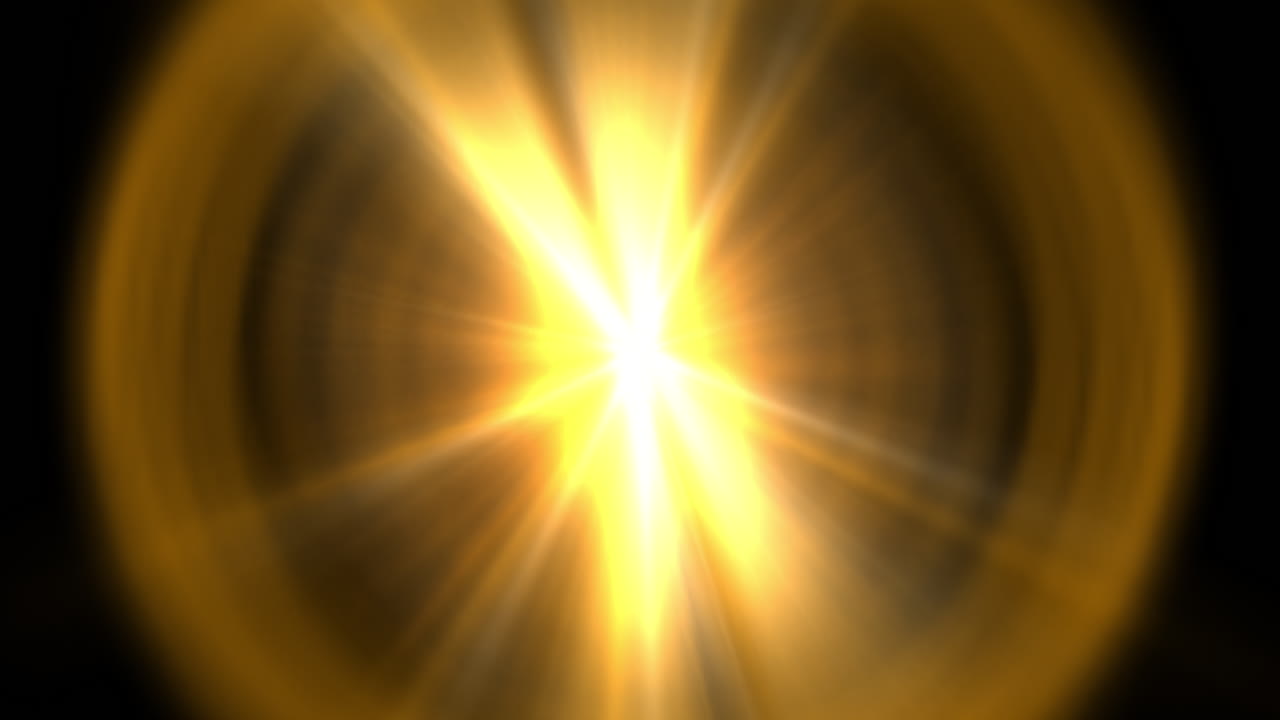 Simulazione della struttura di un nucleo atomico luminoso dalla sua breve nascita a raggi e anelli in rapida espansione