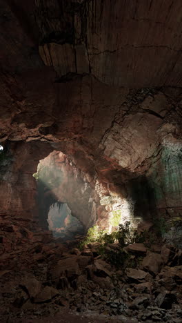 light shining through a cave opening