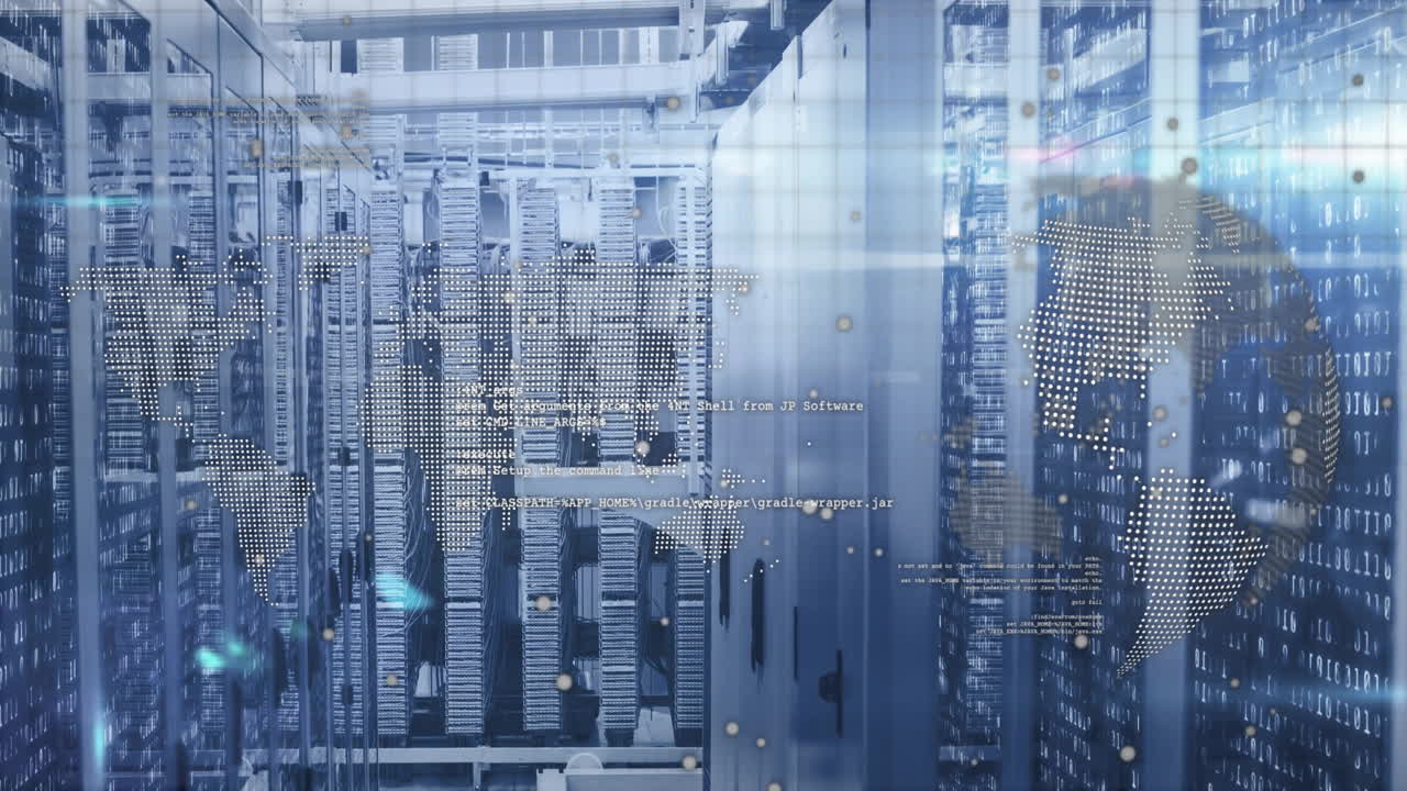 Data processing animation over servers in modern data center environment