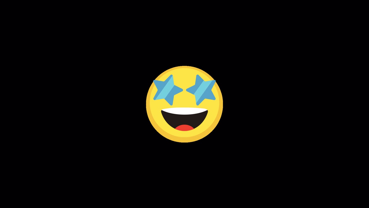 Animated Emoji Face Changing from Smile to Star Eyes