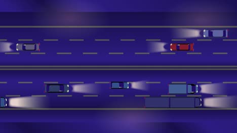 n el tráfico en la carretera por la noche