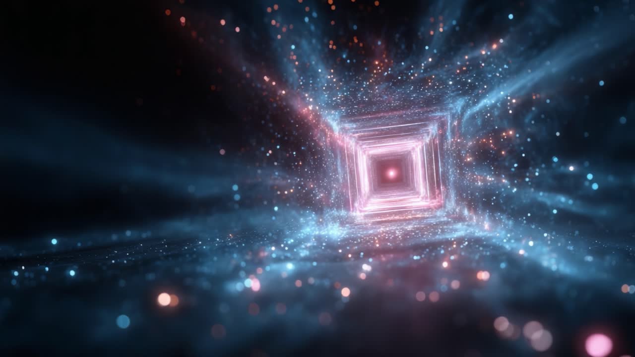 A Stunning Journey Through Cosmic Dimensions: Exploring a Vibrant Tunnel of Light and Energy in an Abstract Universe with Dynamic Visual Effects