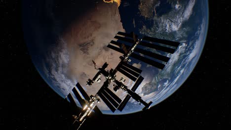 international space station in outer space over the planet earth orbit