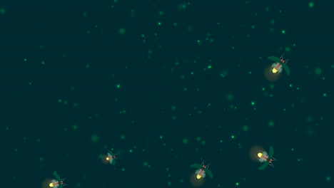 animación de insectos luciérnaga voladores en un fondo brillante
