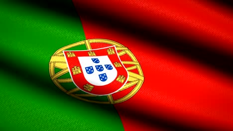 portugal flag waving textile textured background. seamless loop animation. full screen. slow motion. 4k video