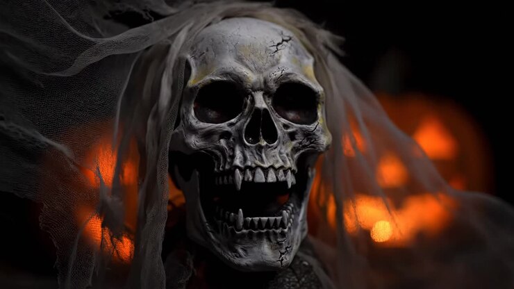 Spooky Skull with Veil