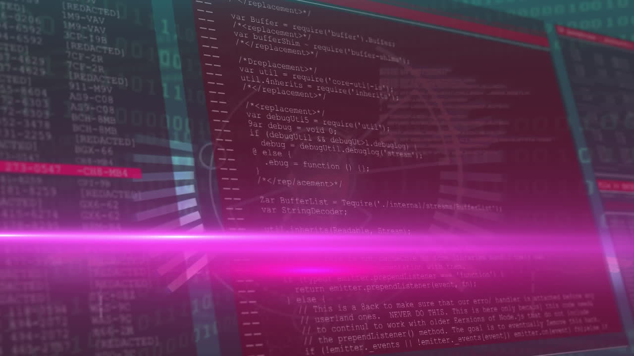 animación del procesamiento de datos en pantalla
