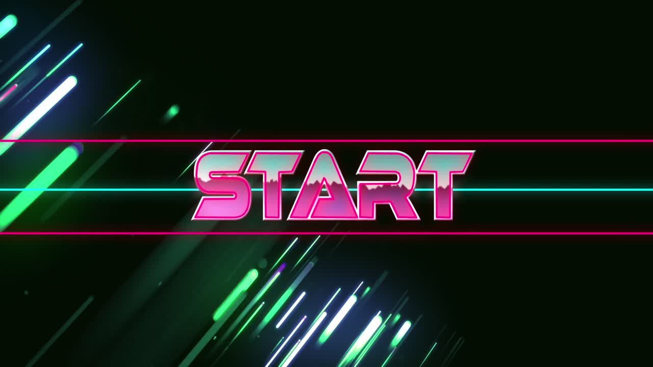 animación del texto de inicio entre líneas sobre vigas contra fondo negro