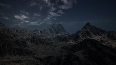 storm dark clouds over volcanic valley