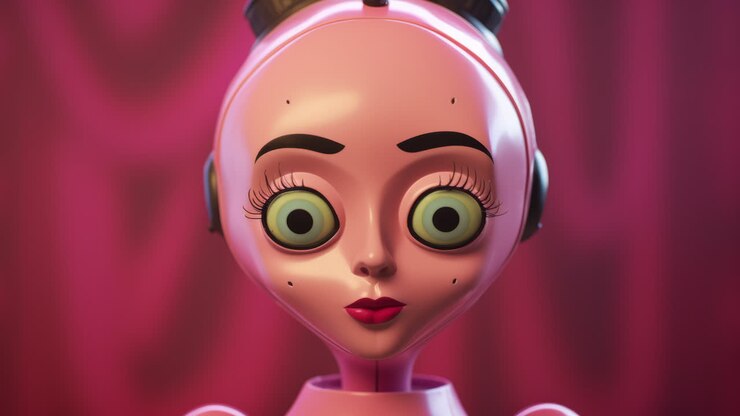 manichini a testa di robot femminile