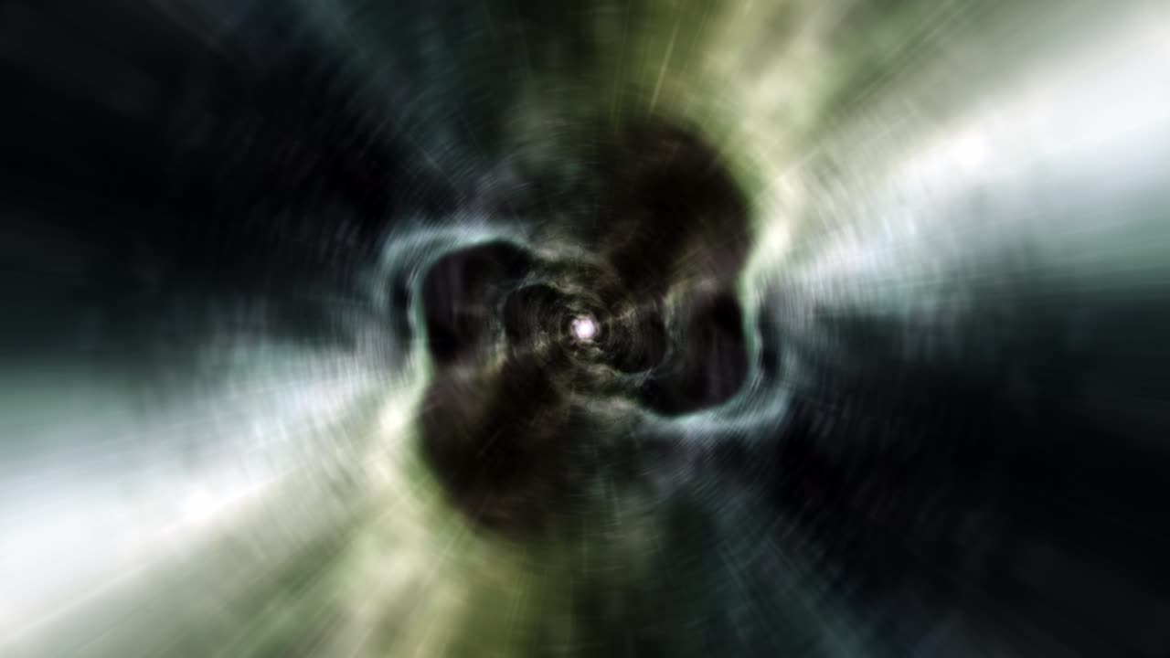 ciencia abstracta tecnología grunge espacio verde túnel de nube fondo de agujero de gusano viaje espacial a través de un agujeros de gusano túnel de tiempo 4k 3d bucle sin costuras tecnología cibernética infinita vórtice espiral fluye animación de bucle vj