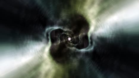 abstract science technology grunge green  space cloud tunnel wormhole background. space travel through a worm hole time tunnel. 4k 3d seamless loop. infinite cyber technology vortex spiral flows vj loop animation.