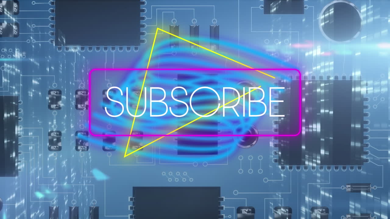 animación de texto de neón de suscripción a través de una red de conexiones