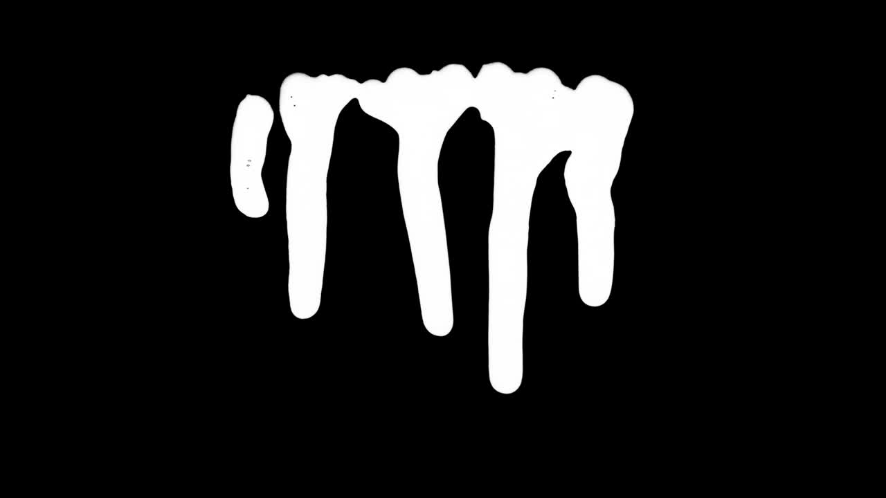 White Ink Dripping Over Black Screen Background