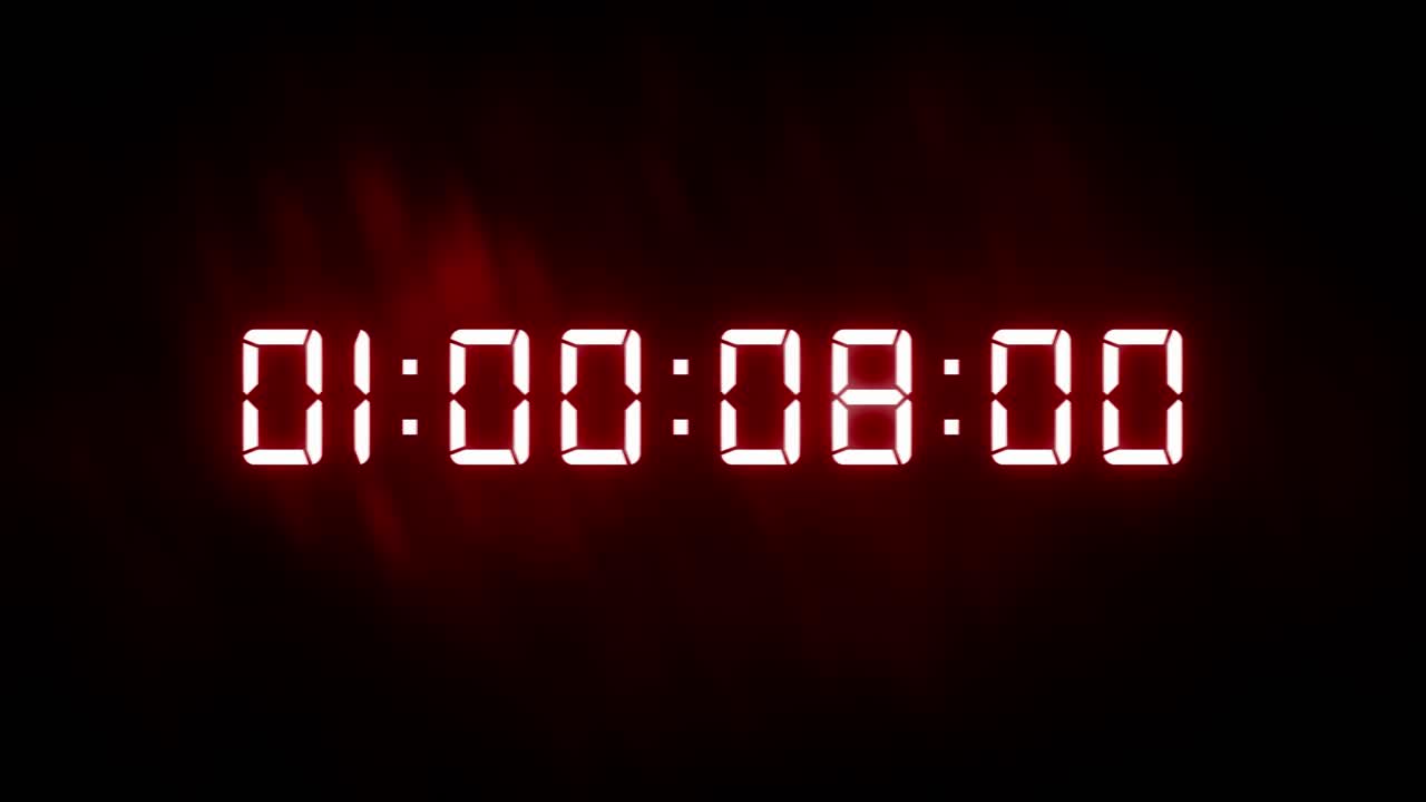 3d render glitch interference numbers of digital clock countdown timer glowing led electronic red