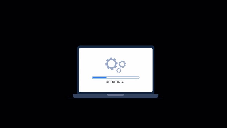 Laptop Screen Displaying Software Update Progress Bar