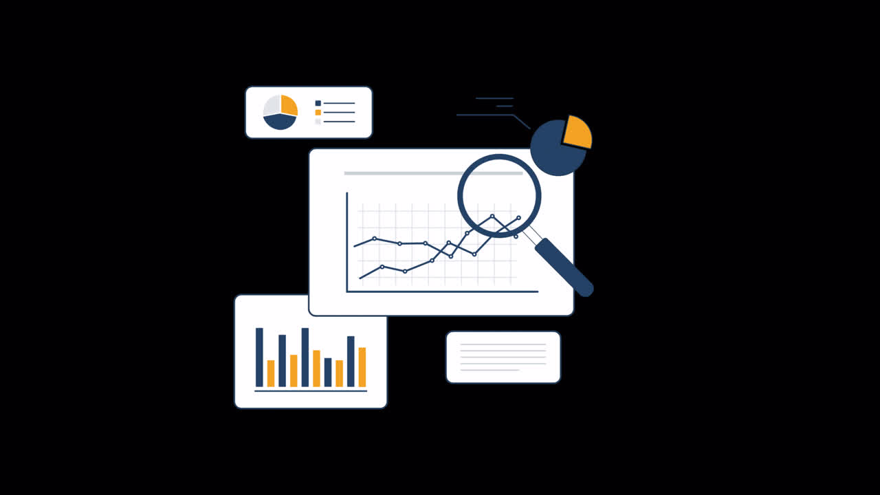 Animated Data Analysis Charts and Graphs with Magnifying Glass
