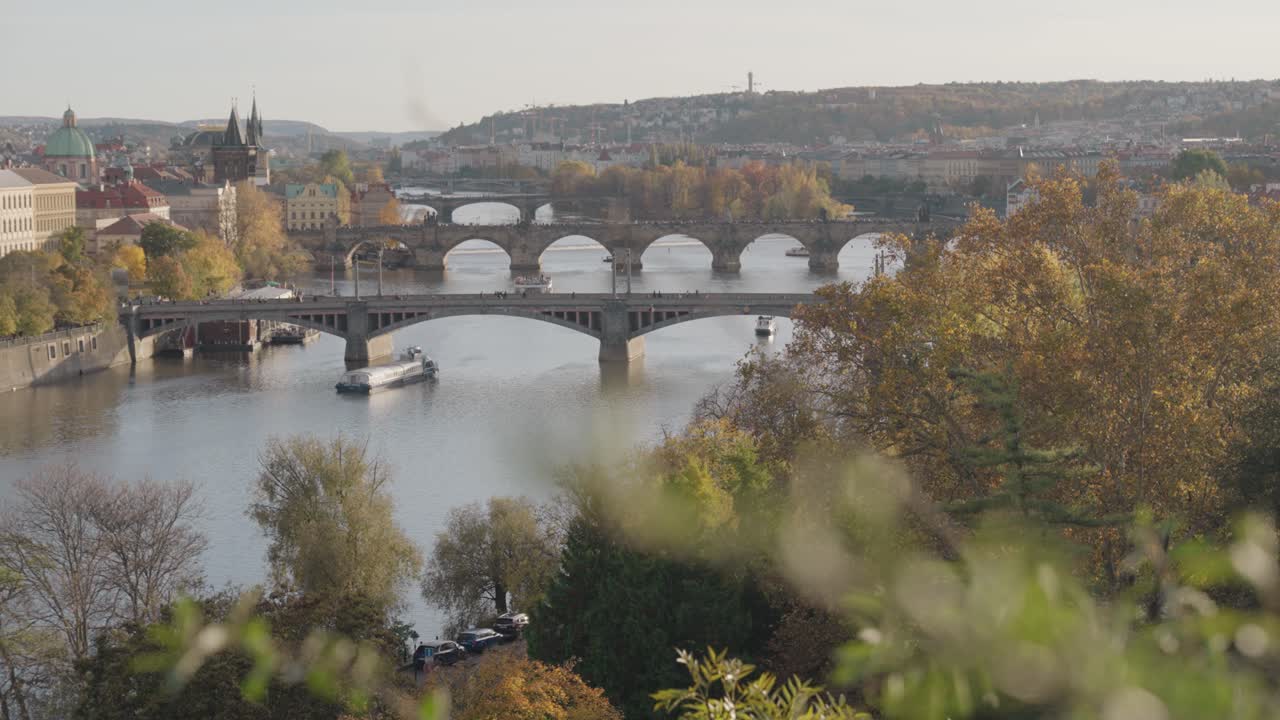 Prague cityscape with Charles Bridge and Vltava River