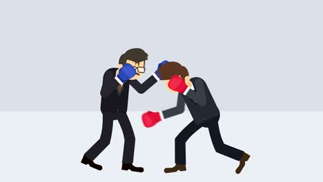 la batalla del hombre de negocios en guantes de boxeo. concepto de competencia de negocios. ilustración de bucle en estilo plano.