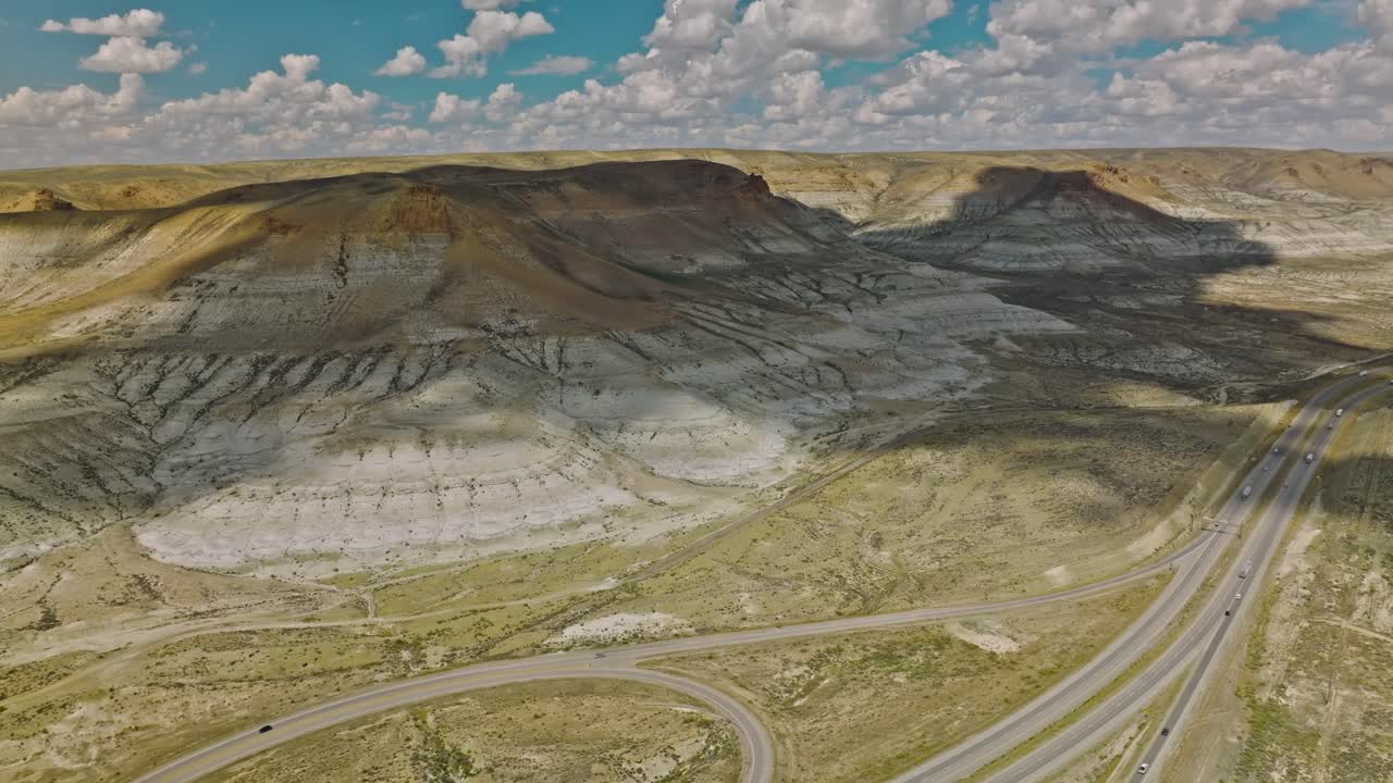 Aerial view of the landscape over rural area at Wyoming