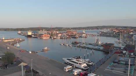 drone footage of a marine in svendborg, denmark