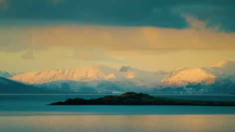 stunning long lens moody sunset in norway