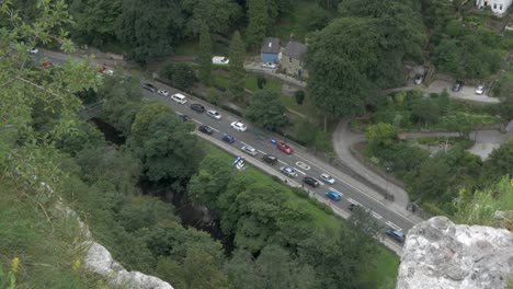 birds eye view of traffic on a busy day. traffic jam in a valley