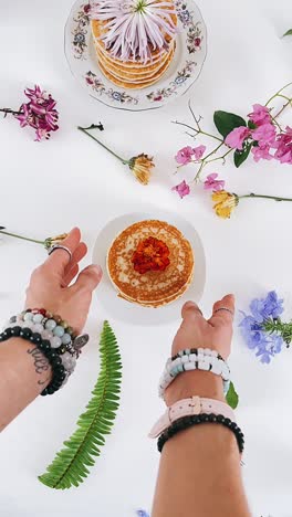 floral pancake display