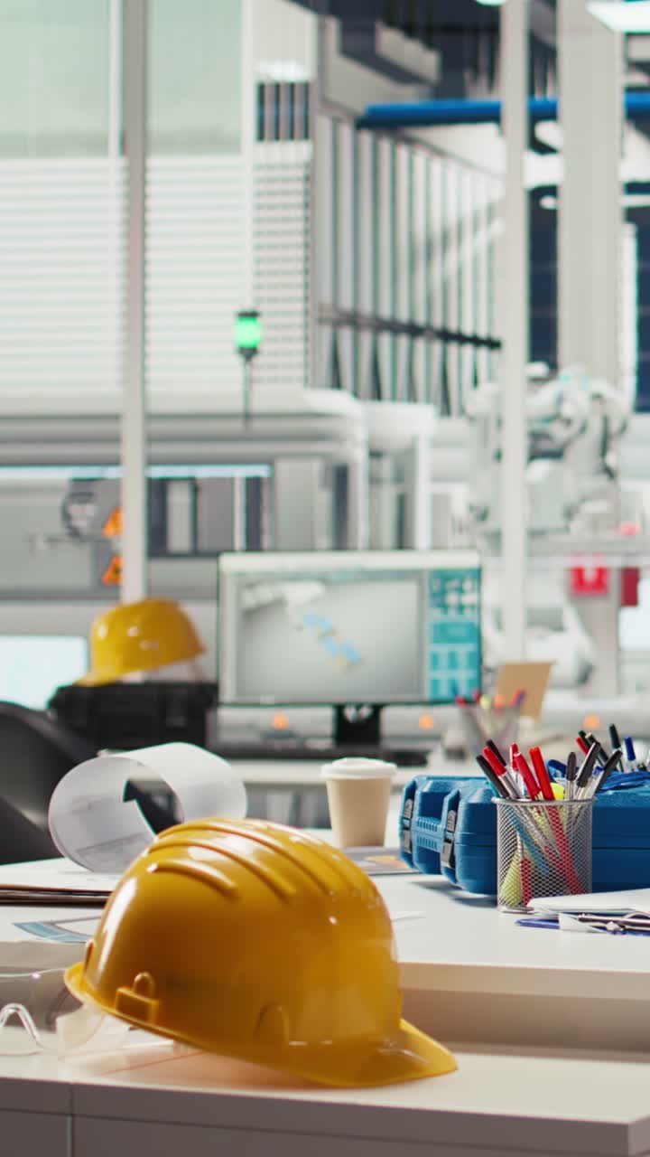 Vertical video Empty research and development photovoltaics factory office