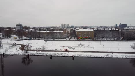 Establishing-Aerial-View-shot-of-Latvia-drone-helicopter-during-amazing