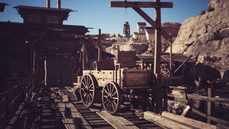 old western town with a wooden carriage