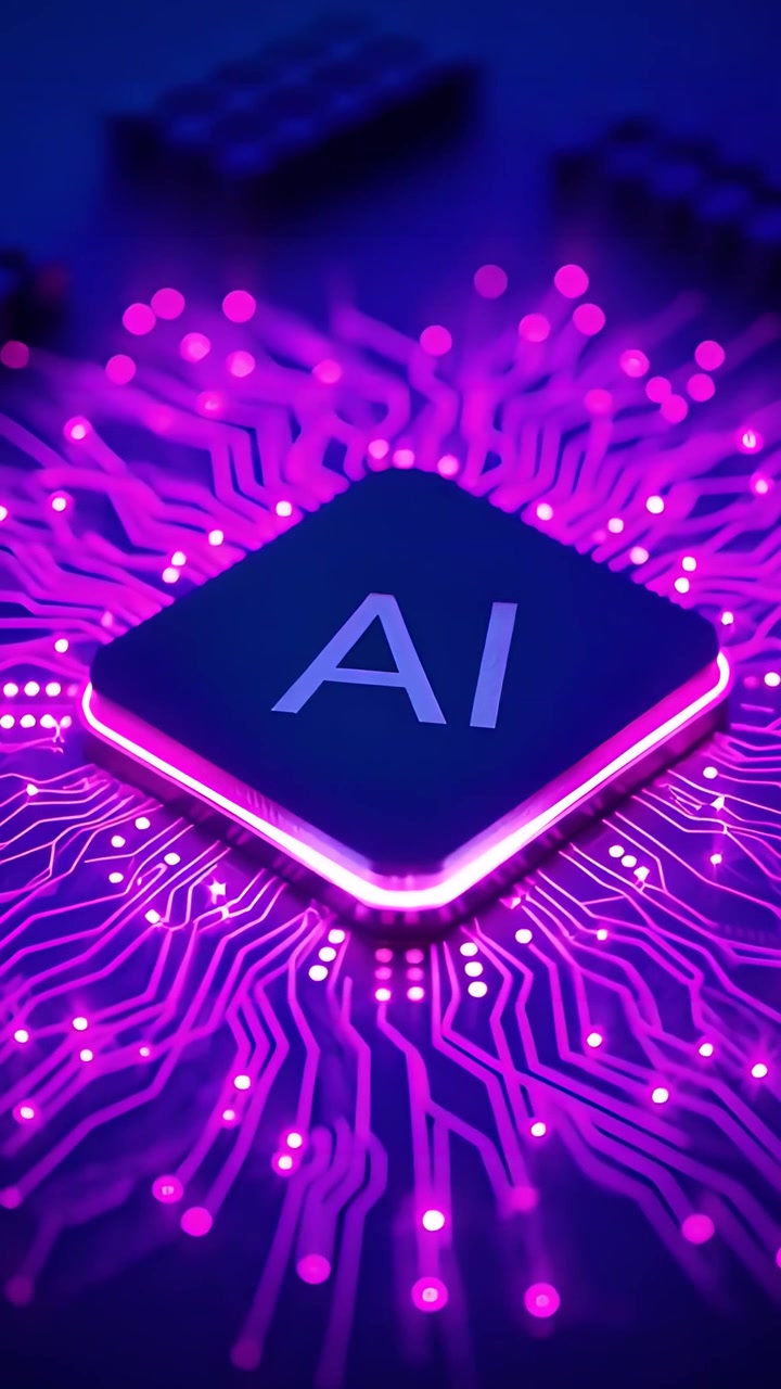 Sfondo Tecnologico Futuristico con Scheda Madre e Chip AI 4K