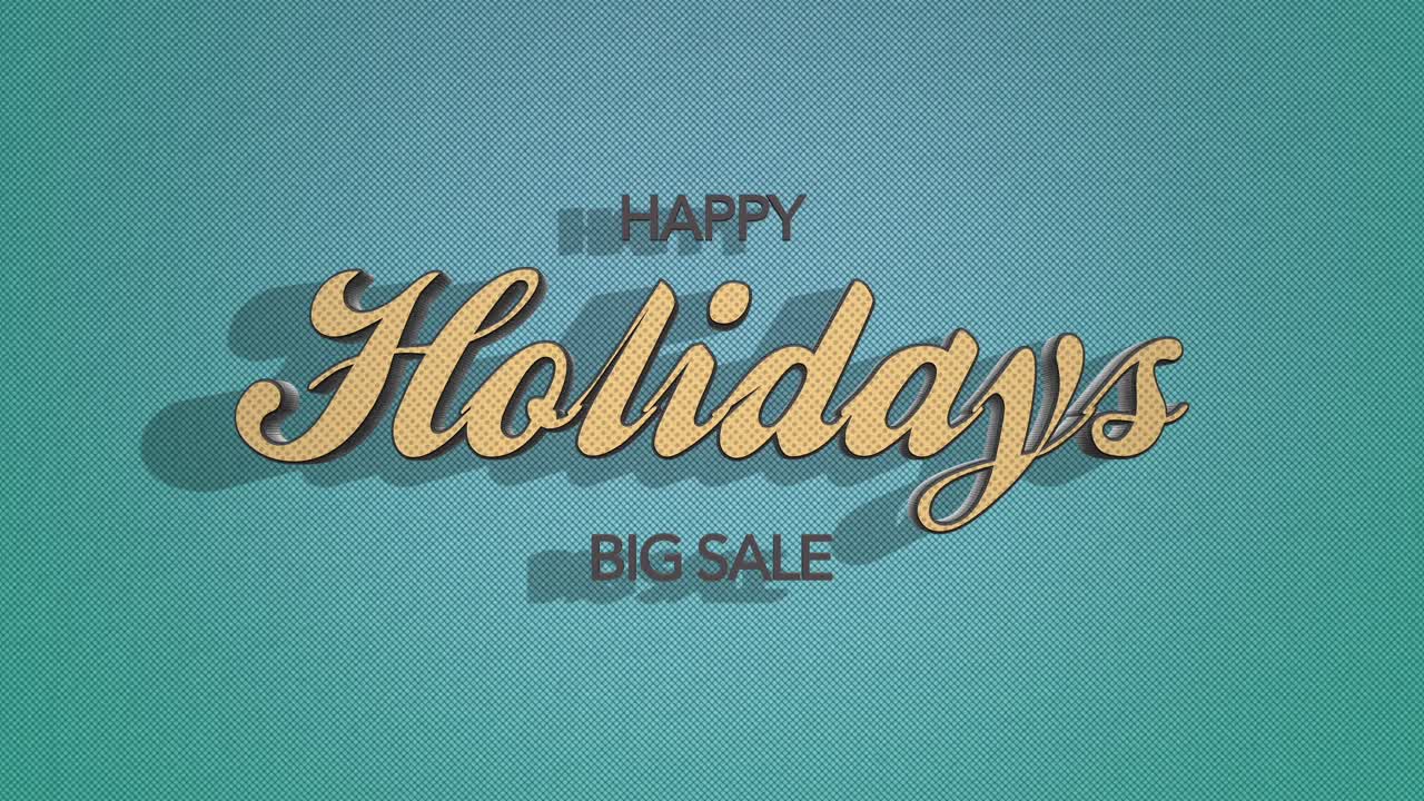 textura de madera felices vacaciones gran señal de venta con efecto colgante