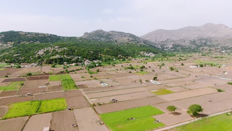 top view of different fields near the crete town of greece