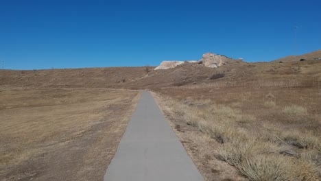 a drone flight over a bike path