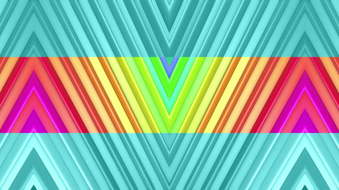 abstracto 3d sin costuras fondo brillante en 4k con cintas de arco iris. rayas multicolores arcoirís se mueven cíclicamente en geometría simple estilo creativo de dibujos animados. animación suave en bucle. 19