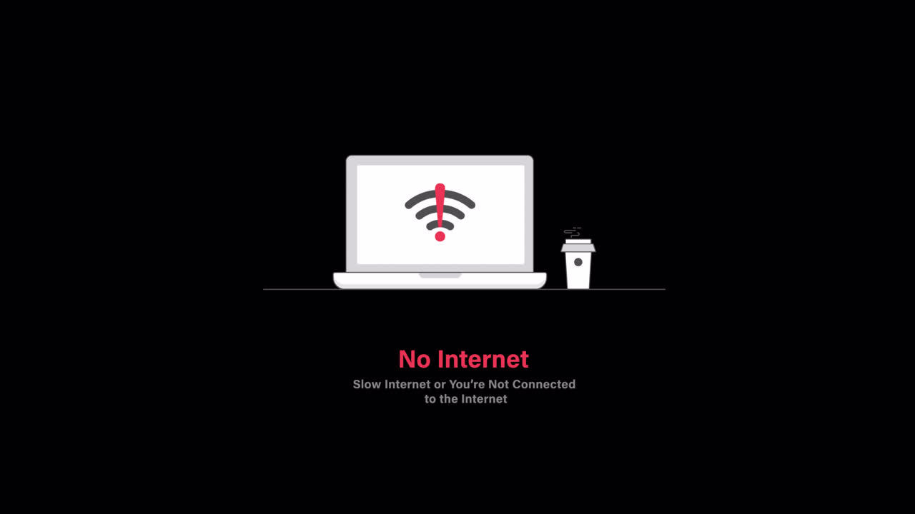 Animated Laptop Showing No Internet Connection Error