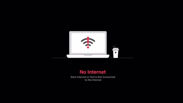 Animated Laptop Showing No Internet Connection Error