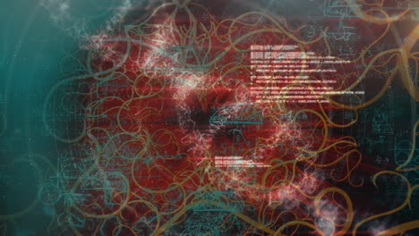 animación del procesamiento de datos científicos y el hilado de cadenas de adn