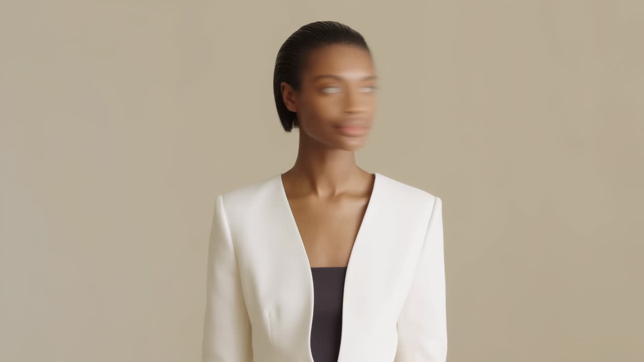 Ritratto stilizzato di giovane donna nera con blazer bianco