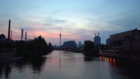 after sundown river spree with skyline berlin