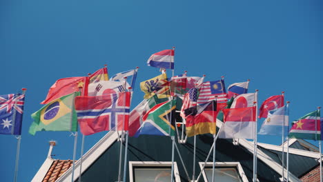 Several-National-Flags-Against-The-Blue-Sky