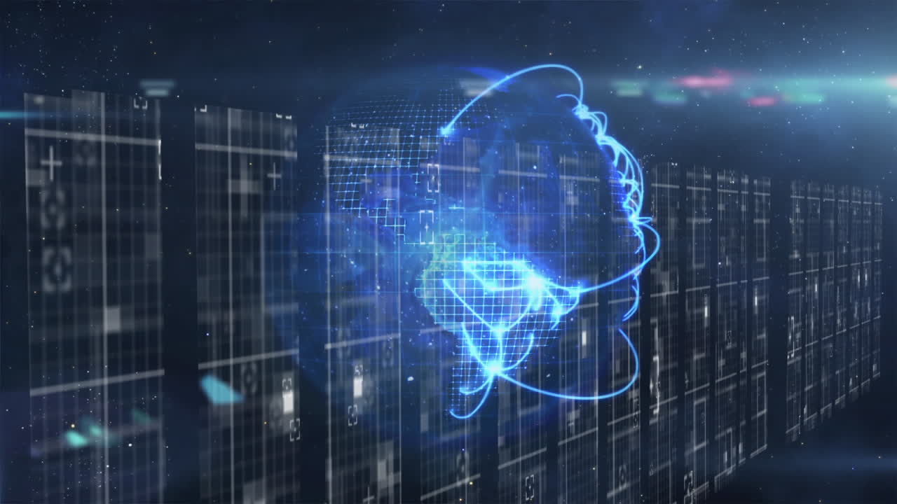 el globo girando contra un fondo azul