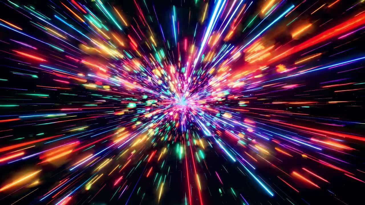 Dynamic video concept of colorful light streaks creating a tunnel effect