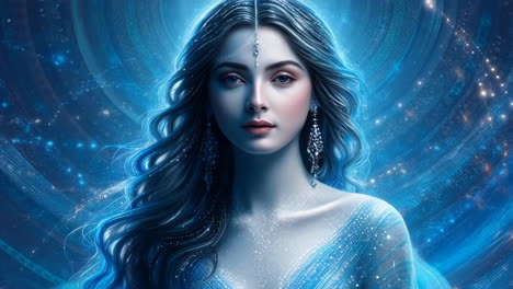 ethereal blue fantasy woman portrait