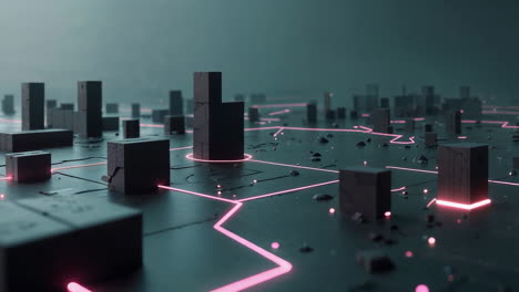 abstract digital network with luminous pink connections