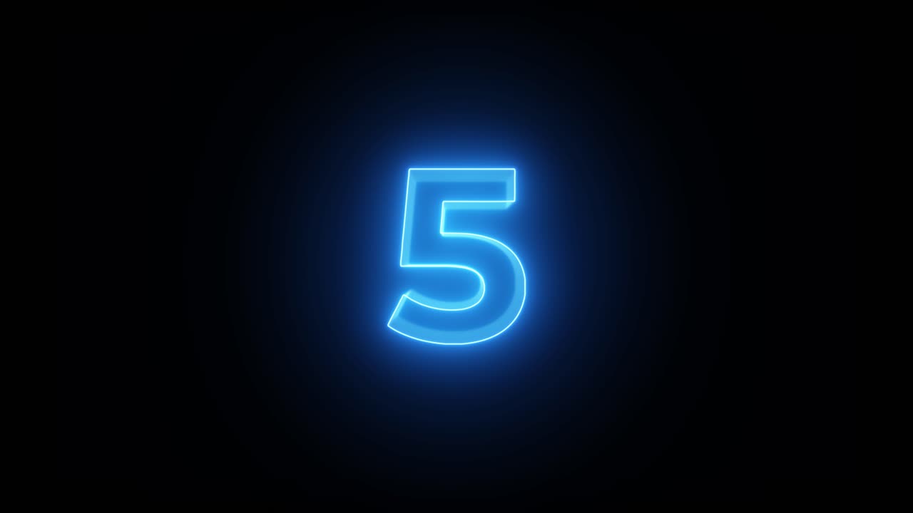 4K Blue Neon 10s Countdown Clean