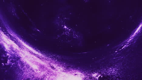 a giant violet wormhole curves the space around it